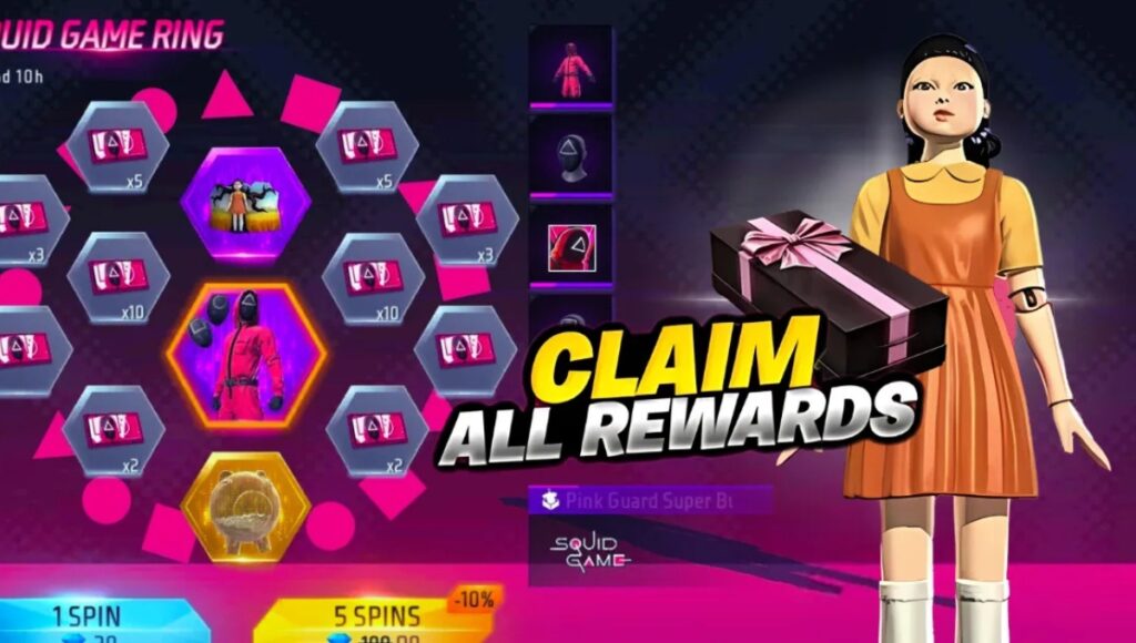 Free Fire Lucky Wheel, सिर्फ 9 डायमंड्स में पाइए VIP रिवॉर्ड्स और स्क्विड गेम मास्क