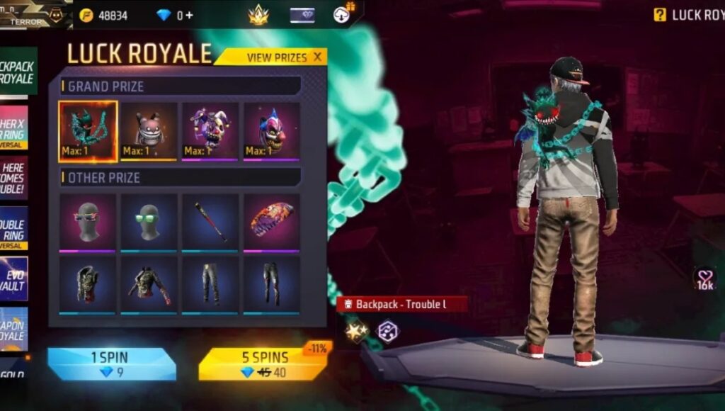 Free Fire Backpack Royale Event 2025 पूरी गाइड रिवॉर्ड्स, स्पिन ट्रिक्स, डायमंड्स और रिलीज़ डेट