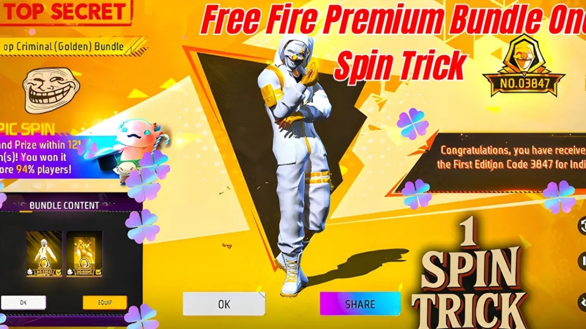 Free Fire Premium Bundle One Spin Trick